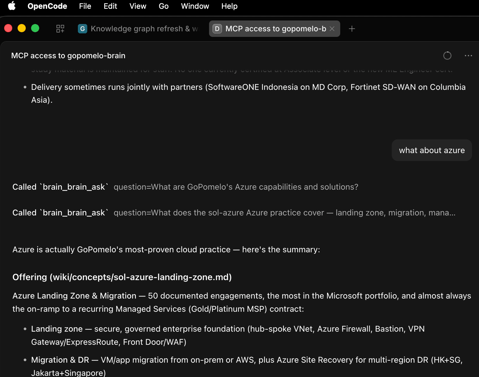 Accessing GoPomelo Brain via MCP with OpenCode